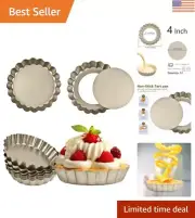 Mini Tart Pan 12PCS, 4 Inch Tart Pan Removable Bottom Non-Stick Tin, 0.9 Inch...