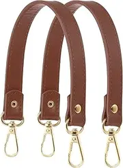 [uxcell] Leather Purse Strap Replacement PU Short Bag Handles with Silver Lobster Buckles, 13 Inch Length Fit for Handbags Shoulder Bag Accessories - Rectangle (2 Pack, Brown)