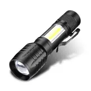 XPE +COB Zoomable Flashlight 3 Modes Waterproof EDC Tactical Torch Light Work Lamp