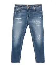 PT Torino Five Pocket Ripped Jeans with Logo Patch 33,34,35,36,37,38,30,31,32 Empire Blue