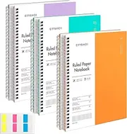 EMSHOI Spiral Notebook College Ruled, 3 Pack 7.48" x 10.15" B5 Large Composition Notebooks, 480 Pages 100gsm Thick Lined Journal, with Sticky Notes, Plastic Hardcover, Purple, Orange, Tiffany Blue