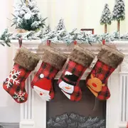 Large Felt Red Black Check Christmas Stocking