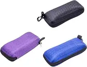 [CENZICOM] Zipper Rectangle Grid Sunglasses Case,Hard Eyewear Box Protector,Set of 3