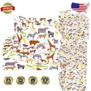 Breathable 200 Thread Count Kids Full Sheet Set - Leopard, Zebra, Elephant