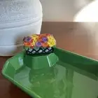 Nora Fleming Retired Melamine Green Dainty Dish with A409 Love Blooms Mini-NEW