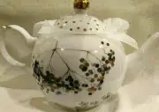 Gorgeous Grace's Teaware Grey White Gold Trim Floral Porcelain (Teapot Only)