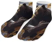 [QMNVBDS] Bear on The Branch Socks Ankle Length Socks Casual Short Socks for Women Men Low Cut Sports Socks Running Socks No Show Socks Ankle Socks Athletic Socks Workout Socks, Style, One Size, Style