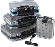Dr.Fish Fly Fishing Box Flies Case Jig Box Waterproof Lightweight ABS Plastic Streamer Fly Box Double Sided Deep Slot Transparent Lid Clear Fly Holder Case for Storage Size L