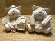 BISQUE Ceramic Ready to Paint 4th July Picnic Sitting Pig Couple Eating Lunch