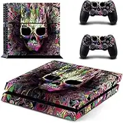 eSeeking Whole Body Vinyl Skin Sticker Decal Cover for PS4 Console and 2PCS Controllers Skins Colorful Skull