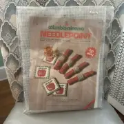 VTG 1975 Columbia Minerva Needlepoint Kit 8171 Napkin Rings & Apple Coasters