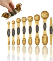 Magnetic Measuring Spoons Set, Stainless Steel, Dual Sided, Stackable, Dual Side