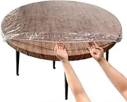 LIBERECOO Clear Round Fitted Vinyl Tablecloth for 40" Table - Heavy Duty Elasticized Table Cover Elastic Edged Plastic Tablecloth Protector (Best for 36" to 42" Round Table)