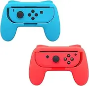 ZONEY Grips Compatible with Nintendo Switch Joy-Con&Switch OLED Model, Wear-resistant Handle Kit Gamepad Replacement for Nintendo Switch Joy Cons &Switch OLED Model for Controller (Red & Blue)