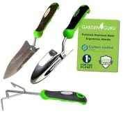 Garden Guru Garden Tool Set 3pc Hand Trowel Transplanter Cultivator Garden Set