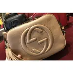 二手 GUCCI 古馳SOHO DISCO BAG 308364 浮雕G流蘇斜背包 相機包 黑色/粉色現貨