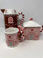 Christmas Gingerbread Pitcher, Teapot, Cup, Merry & Bright, NEW Sold Seperately