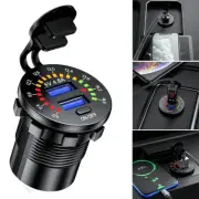 4.8A Dual USB Car Fast Charger Power Socket Outlet w/LED Voltmeter ON OFF Switch