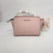 Michael Kors Selma Medium Messenger Leather Crossbody Blossom Pink NWT Org $328