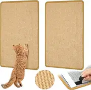 Graciadeco 2 Sisal Rug Cat Scratching Board Wall, 60 x 40 cm Scratching Mat Cat Grass Ready Grown Cat Rug Scratching Corner for Cats
