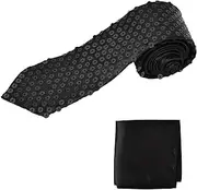[Wisebom] Glitter Ties for Men and Women Sequin Tie Satin Tie and Pocket Square Set Slim Tie Glitter Tie for Party Festival Disco Fancy Dress