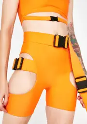 [Dolls Kill x Lipt The Label] Agent Orange Buckle Shorts