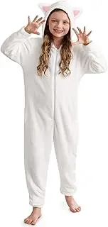[BesserBay] Unisex Kids Fuzzy Animal Costume Hooded Onesie Cute One Piece Jumpsuit 4-14 Years