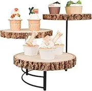 3 Tier Wood Cupcake Stand, Wooden Dessert Cup Cake Stand Holder Wedding Cake Stand Tiered Tray Decor Serving Platter for Tea Party Coffee Break Festival