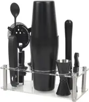Cocktail Shaker Set Boston Bartender Kit with Stand, Stainless Steel Bar Set,...