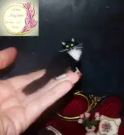 Tuxedo cat realistic MADE TO ORDER OOAK 1:12 Miniature Dollhouse handmade IGMA