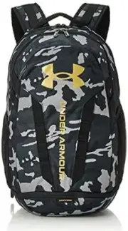 Under Armour Adult Hustle 5.0 Backpack , Black (007)/Metallic Gold , One Size Fi