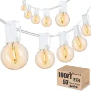 Outdoor String Lights Waterproof Patio LED 100FT G40 Globe String Lights with...