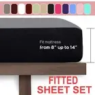 100% Solid Fitted Sheet Set KS Double Queen King Size Bed Pillowcases Linen