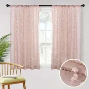 MYSKY HOME Pom Pom Pink Sheer Curtains for Bedroom Light Filtering Semi-Sheer