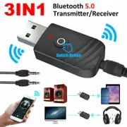 Bluetooth 5.0 Audio Transmitter Receiver USB Adapter for TV PC Car AUX Speaker