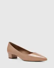 Armin Sunkissed Tan Patent Leather Low Block Heel Pump