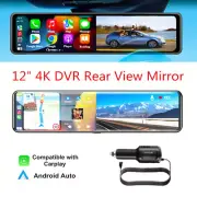 12" 4K Wifi Car DVR Dash Camera Rear View Mirror GPS Video For Wireless Carplay (for: Porsche)