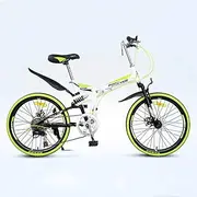 Mountain Bike, 24"Foldable Front and Rear Mechanical Disc Brakes High Carbon Steel Frame 24 Speed Double Shock Absorption Speed Male and Female Adult Bicycle,Green