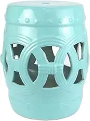 Ceramic Drum Table Decorative Garden stools, Decorative Ceramic Garden Stool, Hollow Eight-Sided to The Wealth of Copper Stool for Shoes, Suitable for Outdoor Garden,(Sky Blue)