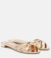 [Aquazzura] Aquazzura Tati mirrored faux leather sandals AU 8 gold