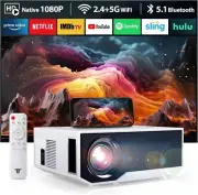 2024 Newest Projector with Wifi Bluetooth 15000lux 500ANSI Native 1080P Bluet...