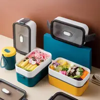 在飛比找momo購物網優惠-【瑞典廚房】可微波 雙層 便當盒 餐盒 飯盒 附贈餐具 便當