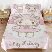 a1504 My Melody Duvet Cover Set, 3 Piece Bedding Set 86x70" Double Sided Printing Decorative Comforter Cover Set (1 Duvet Cover + 2 Pillow Shams)" jfr