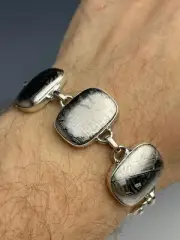 46.1g METEORITE MUONIONALUSTA bracelet - caboshons, sterling silver.925 #MET26