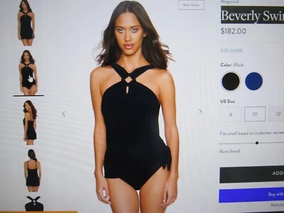 ️ $182 Miraclesuit Beverly Swim Dress Black Magicsuit NEW size 10 ️