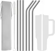 6 Pack Stainless Steel Straw Replacement 40 oz for Stanley Adventure Travel Tumbler, Reusable Straws with Cleaning Brush Compatible with Stanley 40oz
