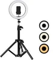 10" LED Ring Light, USB Ringlight with Tripod Light Stand & Cell Phone Clip for Vlog YouTube Beauty Makeup Live Stream Video Photography