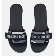 Christian Dior Dio(r)evolution Dway Blue Rubber Logo Slide Mule Flat Sandal 37