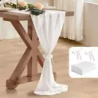 2 Pack 10 Ft Chiffon Table Runner White Gauze Long Table Runners 27x120 Inche...