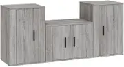 3 Piece TV Cabinet Set Grey Sonoma - Engineered Wood TV Unit with Storage, Modern Entertainment Center for Living Room, Space-Saving Design